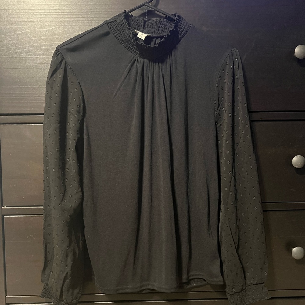 Elegant Black Long Sleeve Blouse